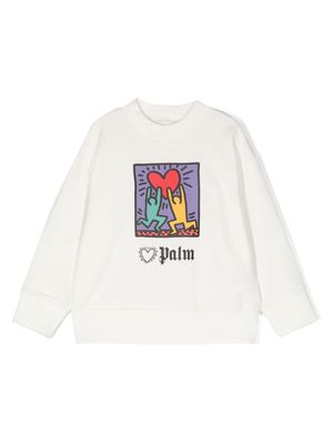 Palm Angels Kids x Keith Haring cotton sweatshirt - White