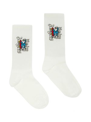 Palm Angels Kids x Keith Haring Skateboard cotton socks - White