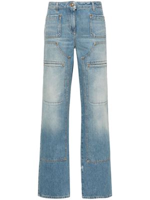 Palm Angels knee-panel mid-rise straight jeans - Blue