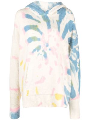Palm Angels knitted tie-dye hoodie - White