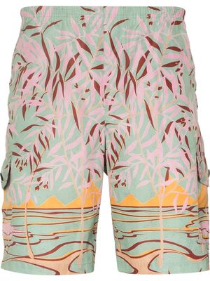 Palm Angels Lagoon-print swim shorts - Green