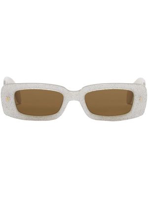 Palm Angels Lala glitter rectangle sunglasses - White
