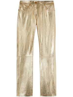 Palm Angels laminated straight-leg trousers - Gold