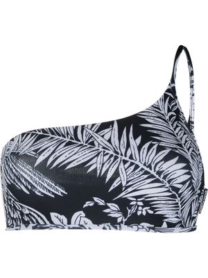 Palm Angels leaf-print one-shoulder bikini top - Black