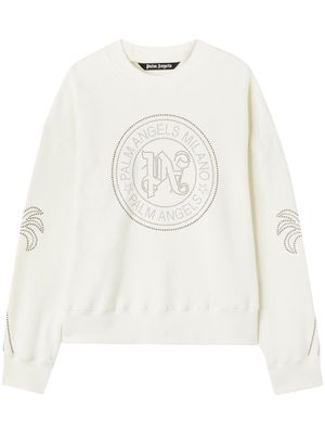 Palm Angels logo-embellished cotton sweatshirt - White