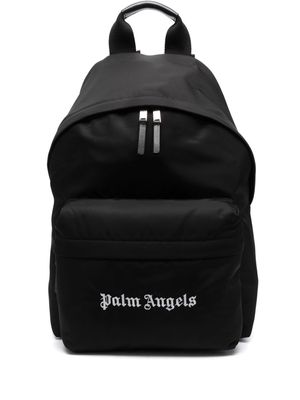Palm Angels logo-embroidered backpack - Black