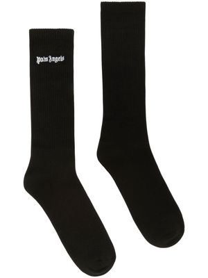 Palm Angels logo-embroidered calf socks - 1001 BLACK WHITE