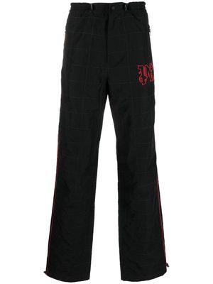 Palm Angels logo-embroidered checked trousers - Black