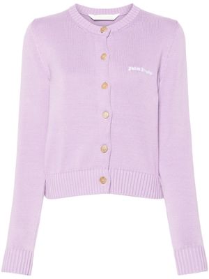 Palm Angels logo-embroidered cotton cardigan - Purple