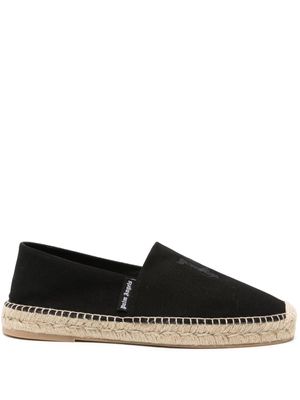 Palm Angels logo-embroidered cotton espadrilles - Black