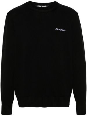 Palm Angels logo-embroidered cotton jumper - Black