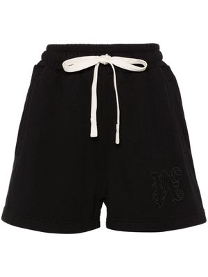Palm Angels logo-embroidered cotton track shorts - Black