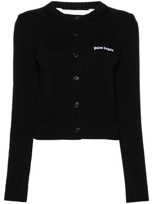 Palm Angels logo-embroidered cropped cardigan - Black