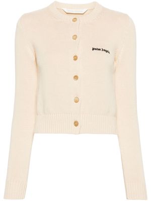 Palm Angels logo-embroidered cropped cardigan - Neutrals