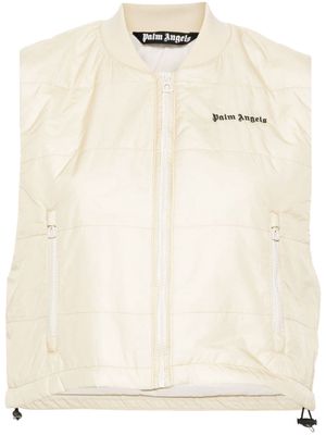 Palm Angels logo-embroidered cropped gilet - Neutrals