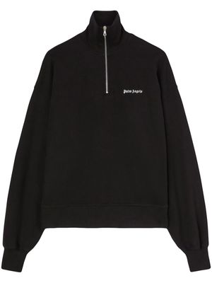 Palm Angels logo-embroidered half-zip sweatshirt - Black