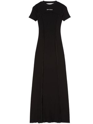 Palm Angels logo-embroidered knitted maxi dress - Black