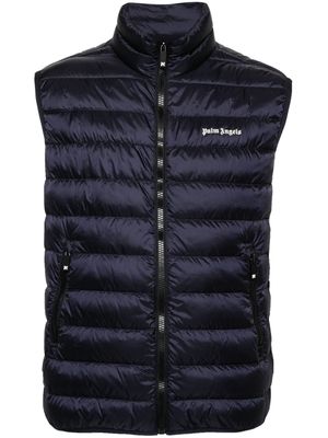 Palm Angels logo-embroidered padded gilet - Blue