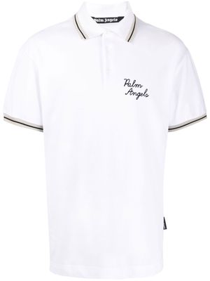 Palm Angels logo-embroidered polo shirt - White