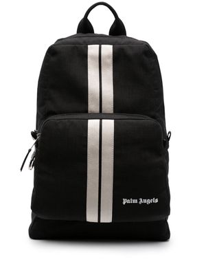 Palm Angels logo-embroidered striped backpack - Black