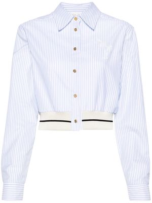 Palm Angels logo-embroidered striped cotton shirt - Blue
