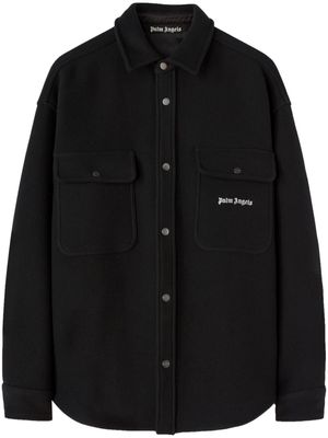 Palm Angels logo-embroidered twill shirt jacket - Black