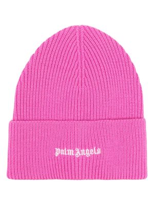 Palm Angels logo-embroidered wool-blend beanie - Pink