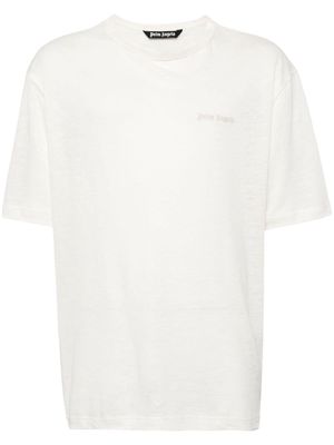 Palm Angels logo-embroidery linen T-shirt - White