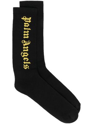 Palm Angels logo-intarsia ankle socks - Black