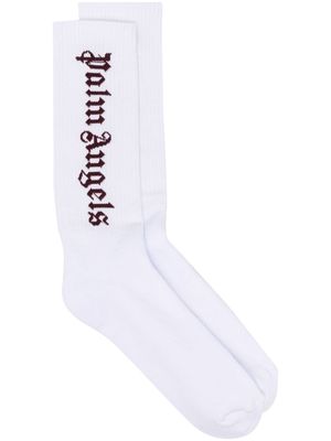 Palm Angels logo-jacquard cotton-blend socks - White