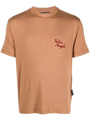 Palm Angels logo-lettering T-shirt - Brown