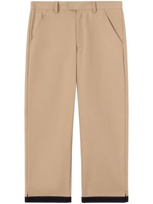 Palm Angels logo-patch cotton cropped trousers - Neutrals