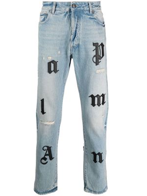 Palm Angels logo-patch jeans - Blue