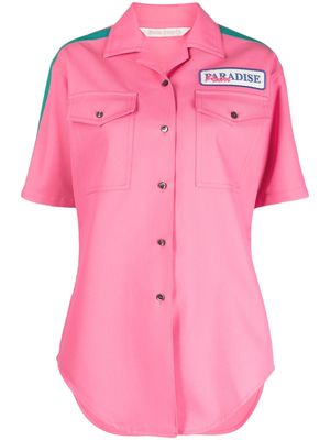Palm Angels logo-patch short-sleeved shirt - Pink
