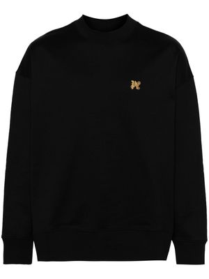 Palm Angels logo-plaque cotton sweatshirt - Black