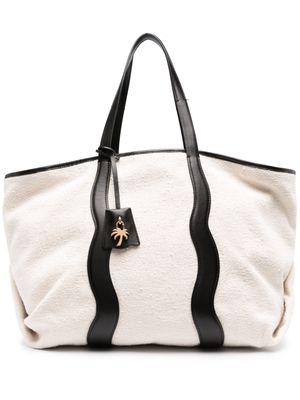 Palm Angels logo-plaque tote bag - White