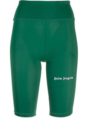 Palm Angels logo-print biker shorts - Green