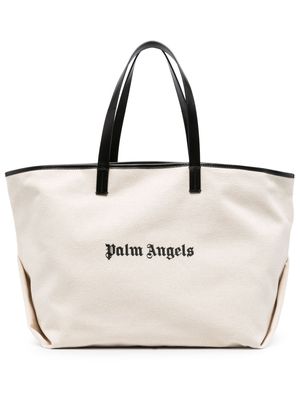 Palm Angels logo-print canvas tote bag - Black