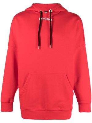 Palm Angels logo-print cotton hoodie - Red
