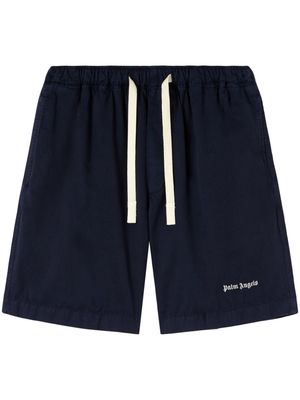 Palm Angels logo-print cotton shorts - Blue