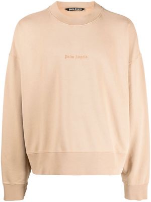 Palm Angels logo-print cotton sweatshirt - Neutrals