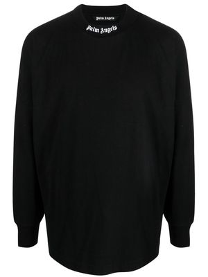 Palm Angels logo-print cotton T-shirt - BLACK WHITE