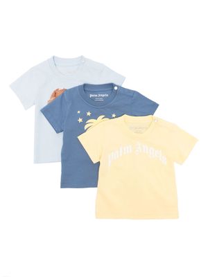 Palm Angels logo-print cotton T-shirt set of three - Blue