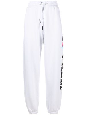 Palm Angels logo-print cotton track pants - White