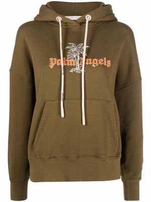 Palm Angels logo-print hoodie - Green