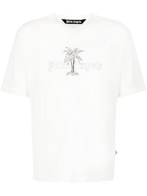 Palm Angels logo-print jersey T-shirt - White