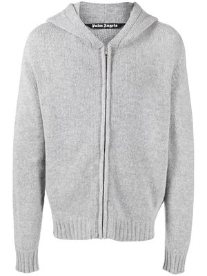 Palm Angels logo-print knitted hoodie - Grey