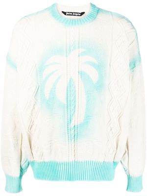 Palm Angels logo-print knitted sweatshirt - White
