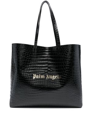Palm Angels logo-print leather tote bag - 1076 BLACK GOLD