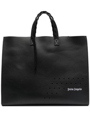 Palm Angels logo-print leather tote bag - Black